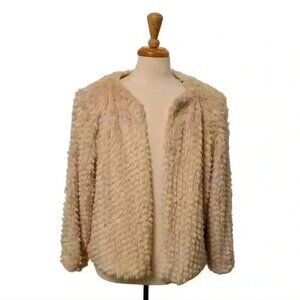 Vintage Cream Faux Fur MobWife Cozy Cardigan Jacket Size  3X Made in Canada